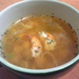 海老とパプリカのヒヨコスープ
